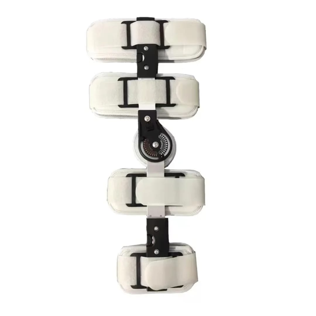 Adjustable clinical white ROM knee brace with padded support in Pakistan